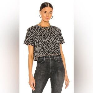 MOTHER The Short Sleeve Slouch Crop‎ Tee in Against The Wild Size XS